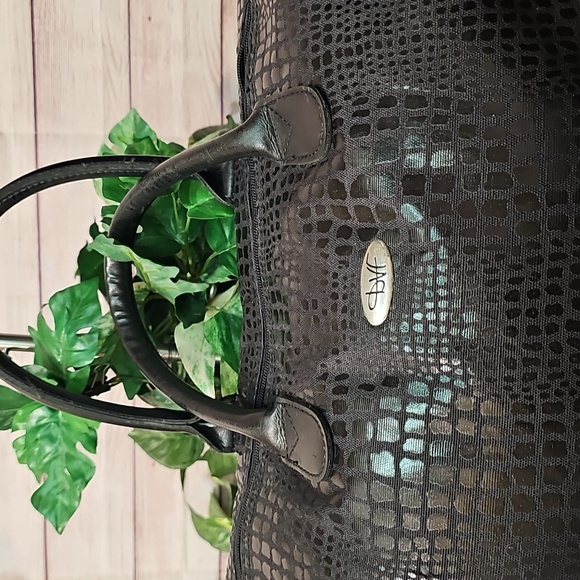 Diane von Furstenberg Elegant Black Crocodile Pattern Large Travel Bag - Picture 3 of 13